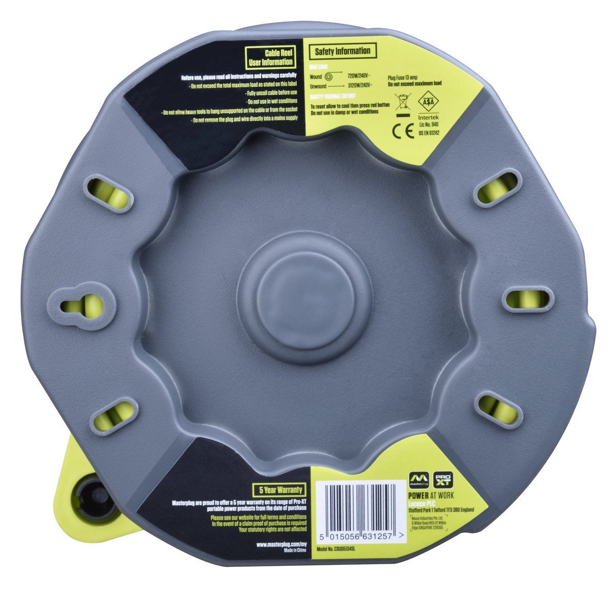 英國 Masterplug CSU05134SL-PX 4 Socket 13A 5M 電線拖轆